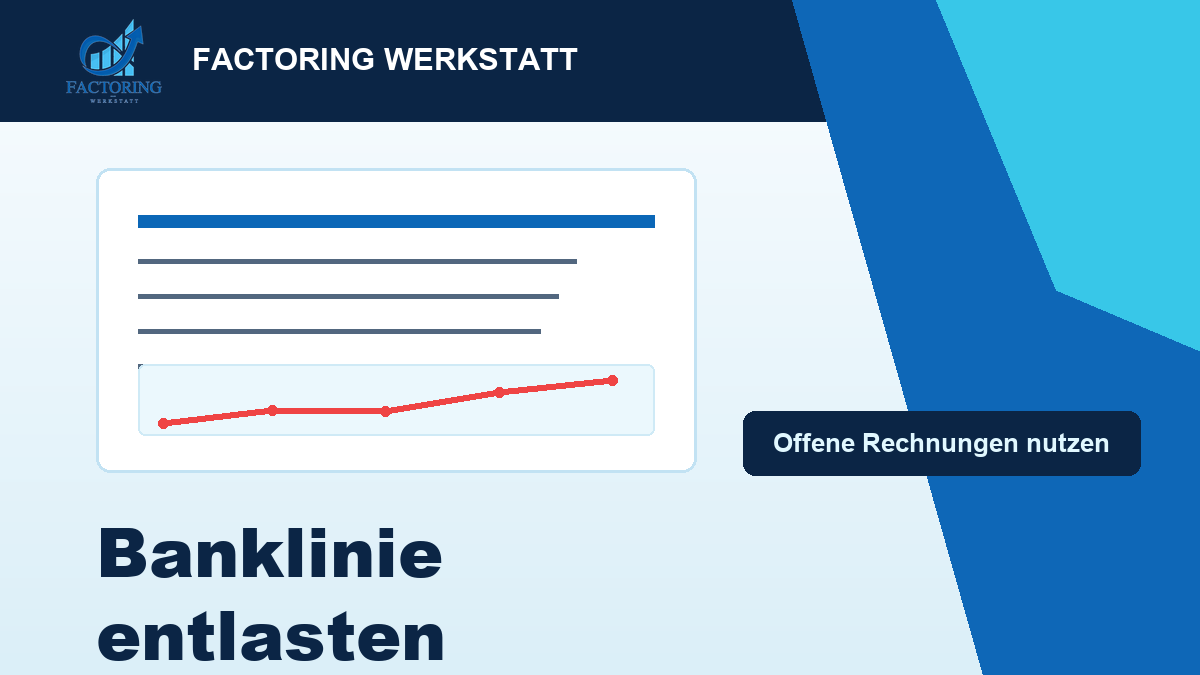 FactoringWerkstatt Beitragsbild mit offener Rechnung, Liquiditaetsplanung und Hinweis Banklinie entlasten